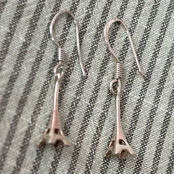 Silver Eiffel Tower Earrings - Picture 5 of 6
